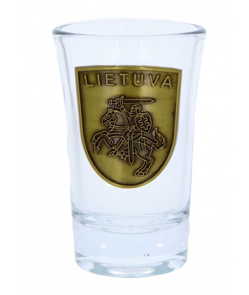 Stikliukas su Lietuvos herbu ir metaline detale